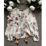 BLUZA BLAZER FLORAL CU CIUCURI