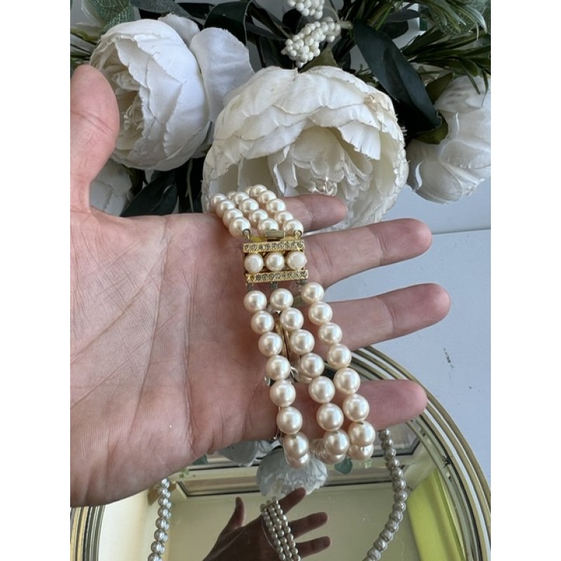 SET VINTAGE PERLE COLIER SI BRATARA