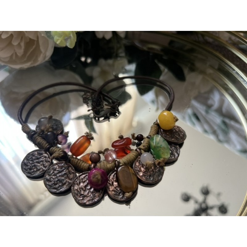 COLIER VINTAGE CU MIX DE CRISTALE SI PIETRE SEMIPRETIOASE / CHAKRA