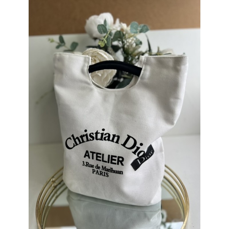 GEANTA TEXTILA DE VARA CHRISTIAN DIOR- ALB