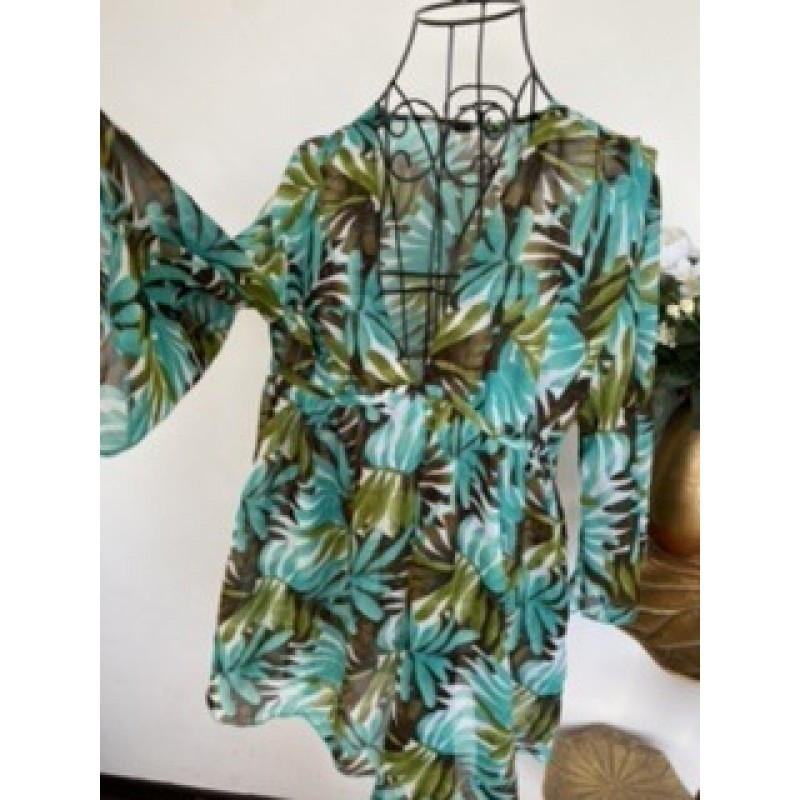 0 Bluza vaporoasa palm print